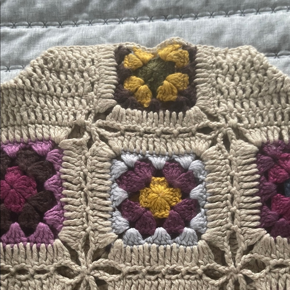 Multicolor Crochet Patchwork Cardigan - Picture 4 of 6